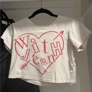 With Jean White Baby Graphic Tee Cropped
